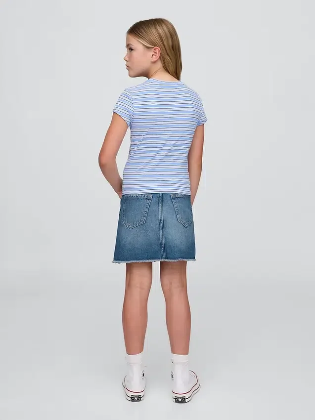 Falda vaquera de talle alto para niña