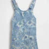 Falda vaquera infantil con estampado floral