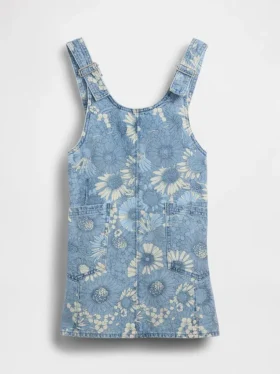 Falda vaquera infantil con estampado floral