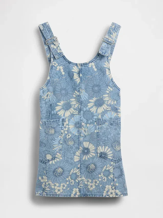 Falda vaquera infantil con estampado floral