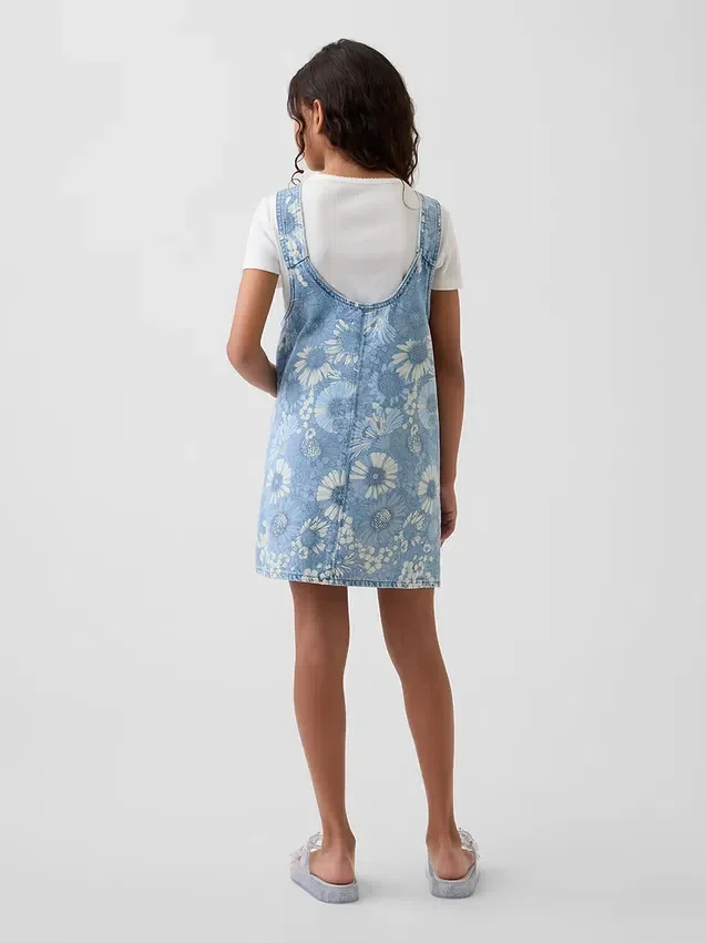 Falda vaquera infantil con estampado floral