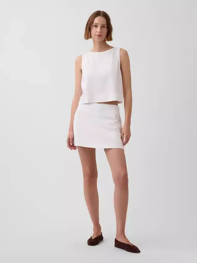 Faldapantalón mini de mezcla de lino