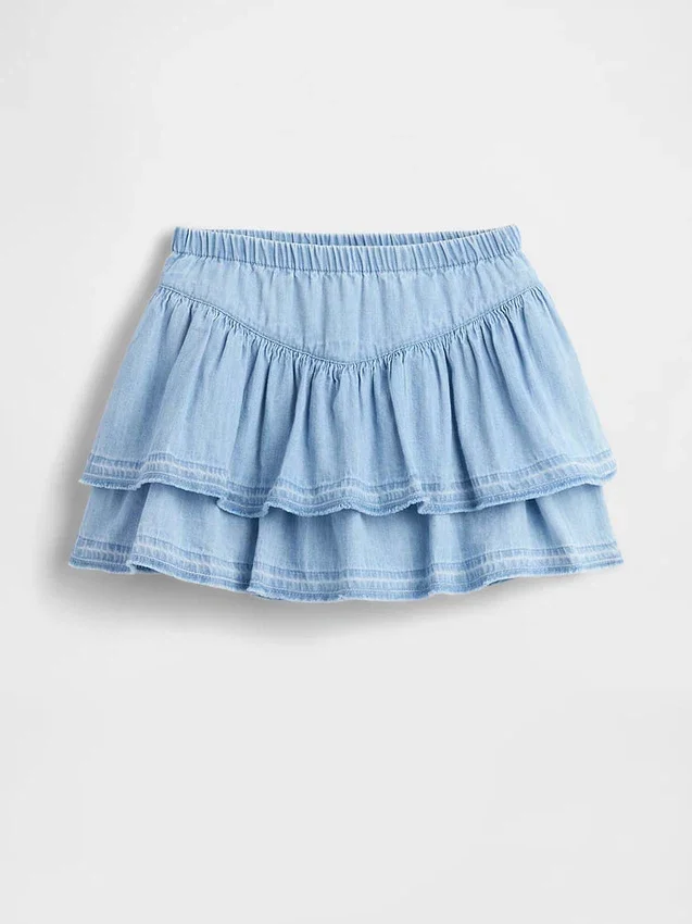 Faldapantalón vaquera con volantes para bebés y niños