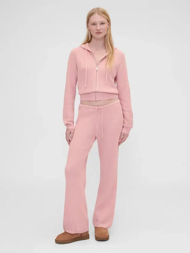 Gap × Summer Fridays: Pantalones acampanados de punto waffle CashSoft