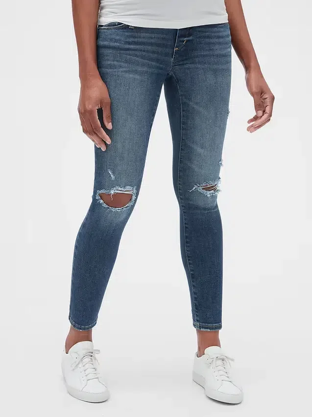 Jeggings de premamá «Favorite» con efecto desgastado y panel completo