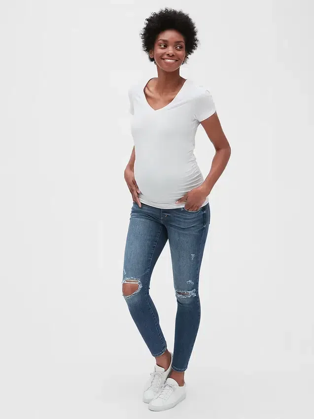 Jeggings de premamá «Favorite» con efecto desgastado y panel completo