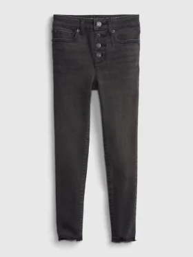 Jeggings de talle alto y efecto desgastado para niña