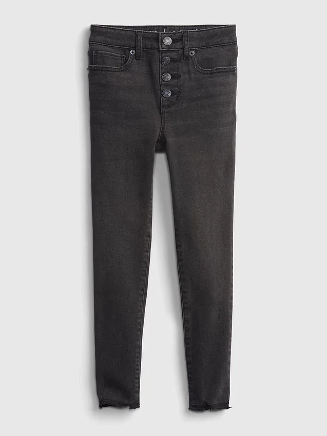 Jeggings de talle alto y efecto desgastado para niña