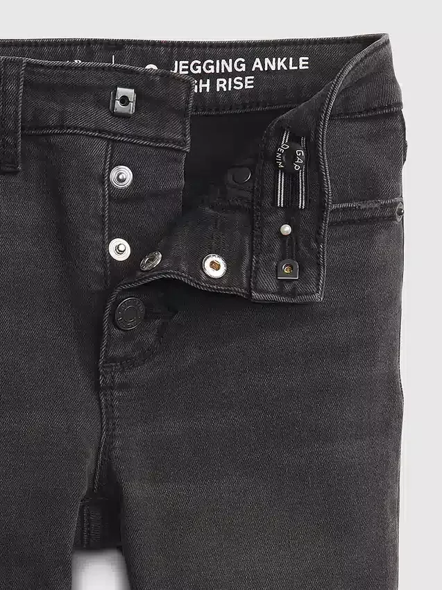 Jeggings de talle alto y efecto desgastado para niña