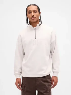 Jersey de cuello alto con cremallera de un cuarto, de peso grueso y corte oversize