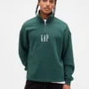 Jersey de cuello alto con cremallera de un cuarto, de peso grueso y corte oversize