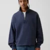 Jersey de cuello alto con cremallera de un cuarto, de peso grueso y corte oversize