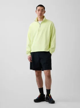 Jersey de cuello alto con cremallera de un cuarto, de peso grueso y corte oversize