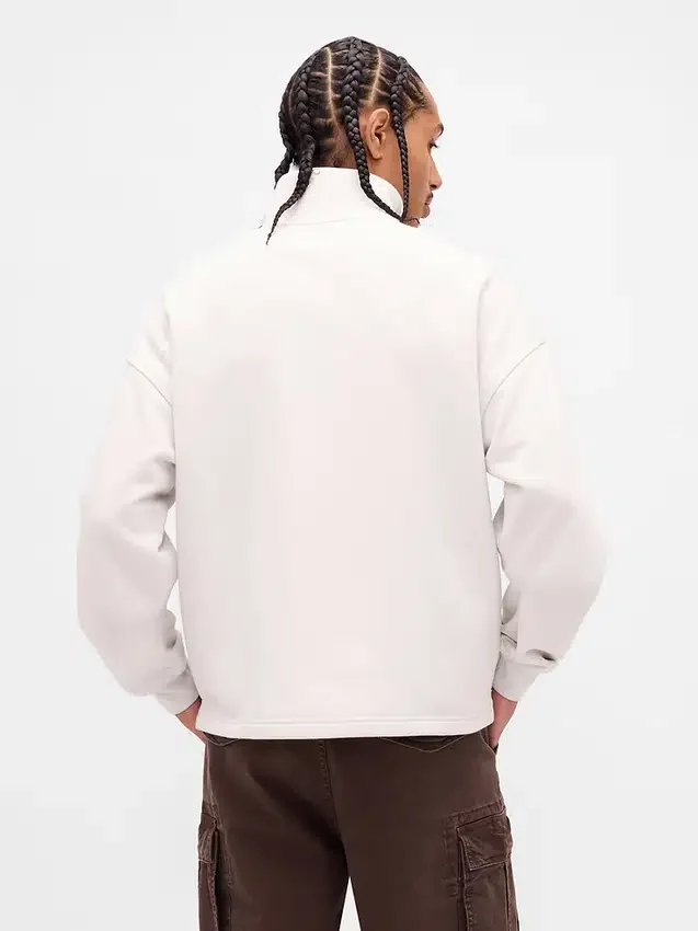 Jersey de cuello alto con cremallera de un cuarto, de peso grueso y corte oversize