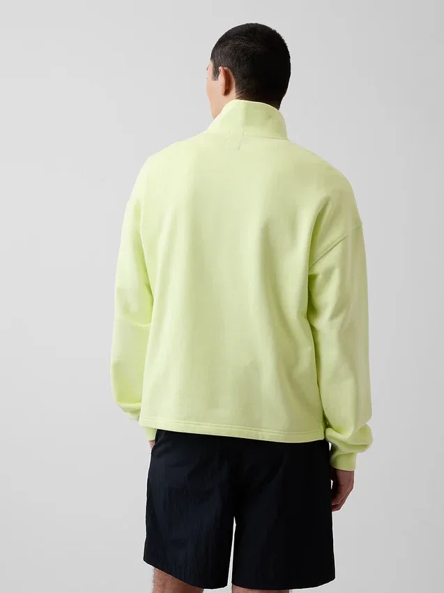Jersey de cuello alto con cremallera de un cuarto, de peso grueso y corte oversize
