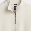Jersey de cuello alto con cremallera de un cuarto, de peso grueso y corte oversize