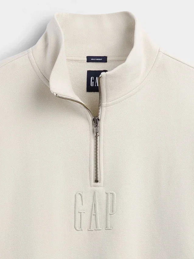 Jersey de cuello alto con cremallera de un cuarto, de peso grueso y corte oversize