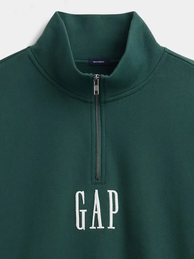 Jersey de cuello alto con cremallera de un cuarto, de peso grueso y corte oversize