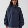 Jersey de cuello alto con cremallera de un cuarto, de peso grueso y corte oversize