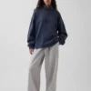 Jersey de cuello alto con cremallera de un cuarto, de peso grueso y corte oversize