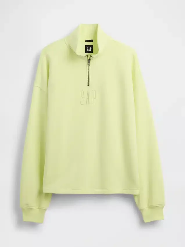 Jersey de cuello alto con cremallera de un cuarto, de peso grueso y corte oversize