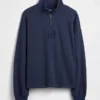 Jersey de cuello alto con cremallera de un cuarto, de peso grueso y corte oversize