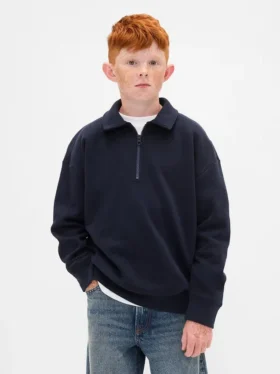 Jersey de cuello alto con cremallera de un cuarto para niños Vintagesoft