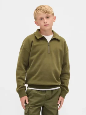 Jersey de cuello alto con cremallera de un cuarto para niños Vintagesoft