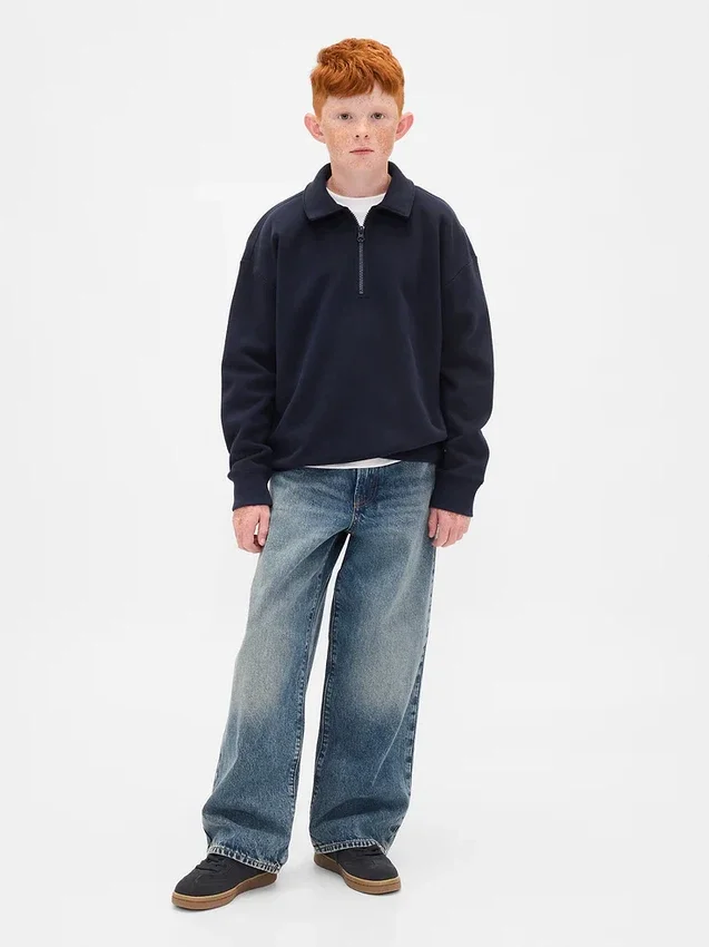 Jersey de cuello alto con cremallera de un cuarto para niños Vintagesoft