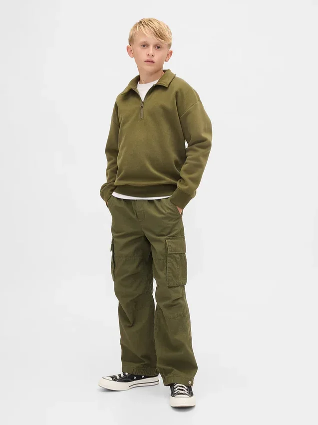 Jersey de cuello alto con cremallera de un cuarto para niños Vintagesoft