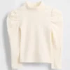 Jersey de cuello alto con mangas abullonadas y canalé para Bebé y Niño