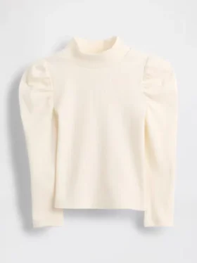 Jersey de cuello alto con mangas abullonadas y canalé para Bebé y Niño