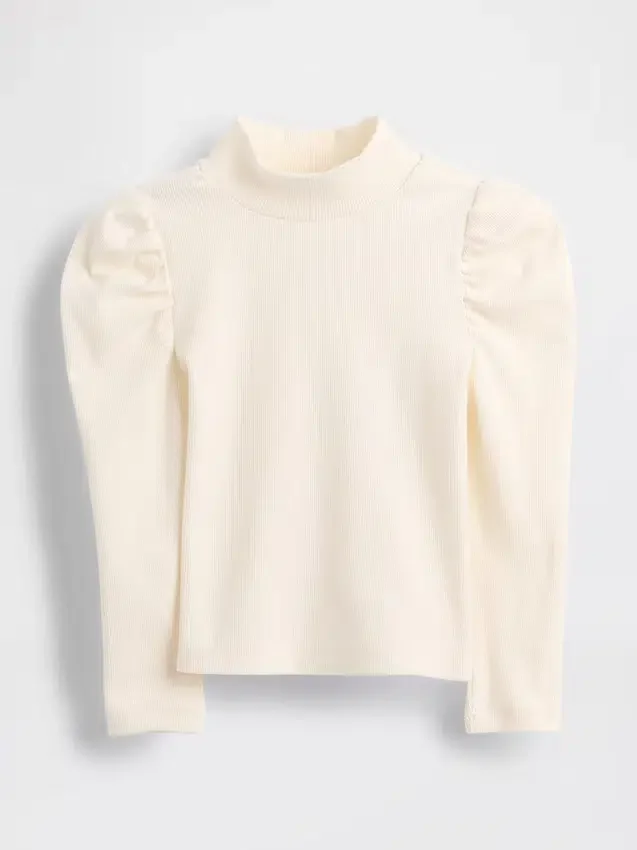 Jersey de cuello alto con mangas abullonadas y canalé para Bebé y Niño