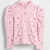 Jersey de cuello alto con mangas abullonadas y canalé para Bebé y Niño