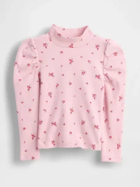 Jersey de cuello alto con mangas abullonadas y canalé para Bebé y Niño