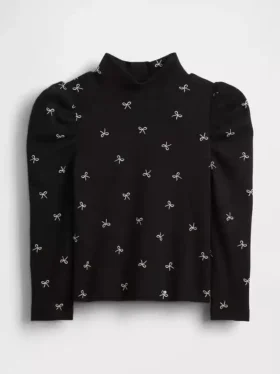 Jersey de cuello alto con mangas abullonadas y canalé para Bebé y Niño