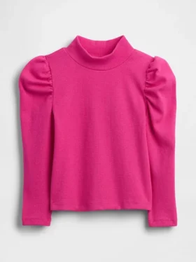Jersey de cuello alto con mangas abullonadas y canalé para Bebé y Niño