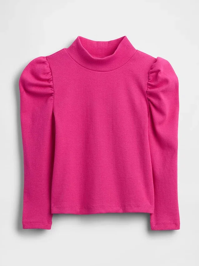 Jersey de cuello alto con mangas abullonadas y canalé para Bebé y Niño