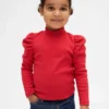 Jersey de cuello alto con mangas abullonadas y canalé para Bebé y Niño