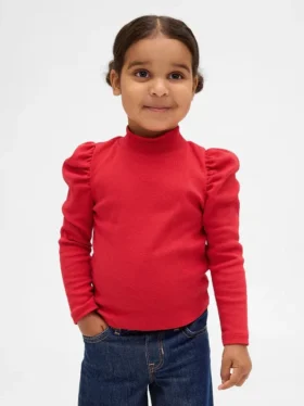 Jersey de cuello alto con mangas abullonadas y canalé para Bebé y Niño