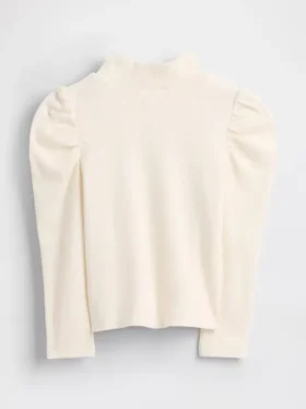 Jersey de cuello alto con mangas abullonadas y canalé para Bebé y Niño