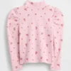 Jersey de cuello alto con mangas abullonadas y canalé para Bebé y Niño