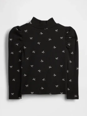 Jersey de cuello alto con mangas abullonadas y canalé para Bebé y Niño