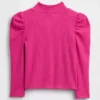 Jersey de cuello alto con mangas abullonadas y canalé para Bebé y Niño