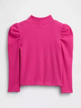 Jersey de cuello alto con mangas abullonadas y canalé para Bebé y Niño