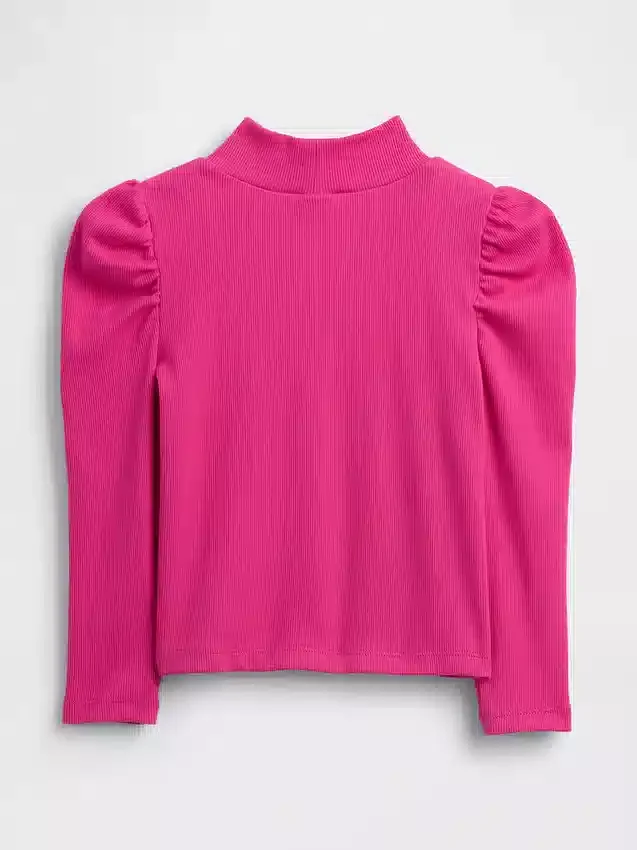 Jersey de cuello alto con mangas abullonadas y canalé para Bebé y Niño