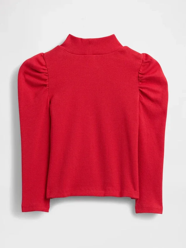 Jersey de cuello alto con mangas abullonadas y canalé para Bebé y Niño