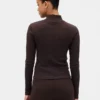 Jersey de cuello alto corto de punto acanalado con punto calado