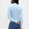 Jersey de cuello alto corto de punto acanalado con punto calado