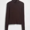 Jersey de cuello alto corto de punto acanalado con punto calado